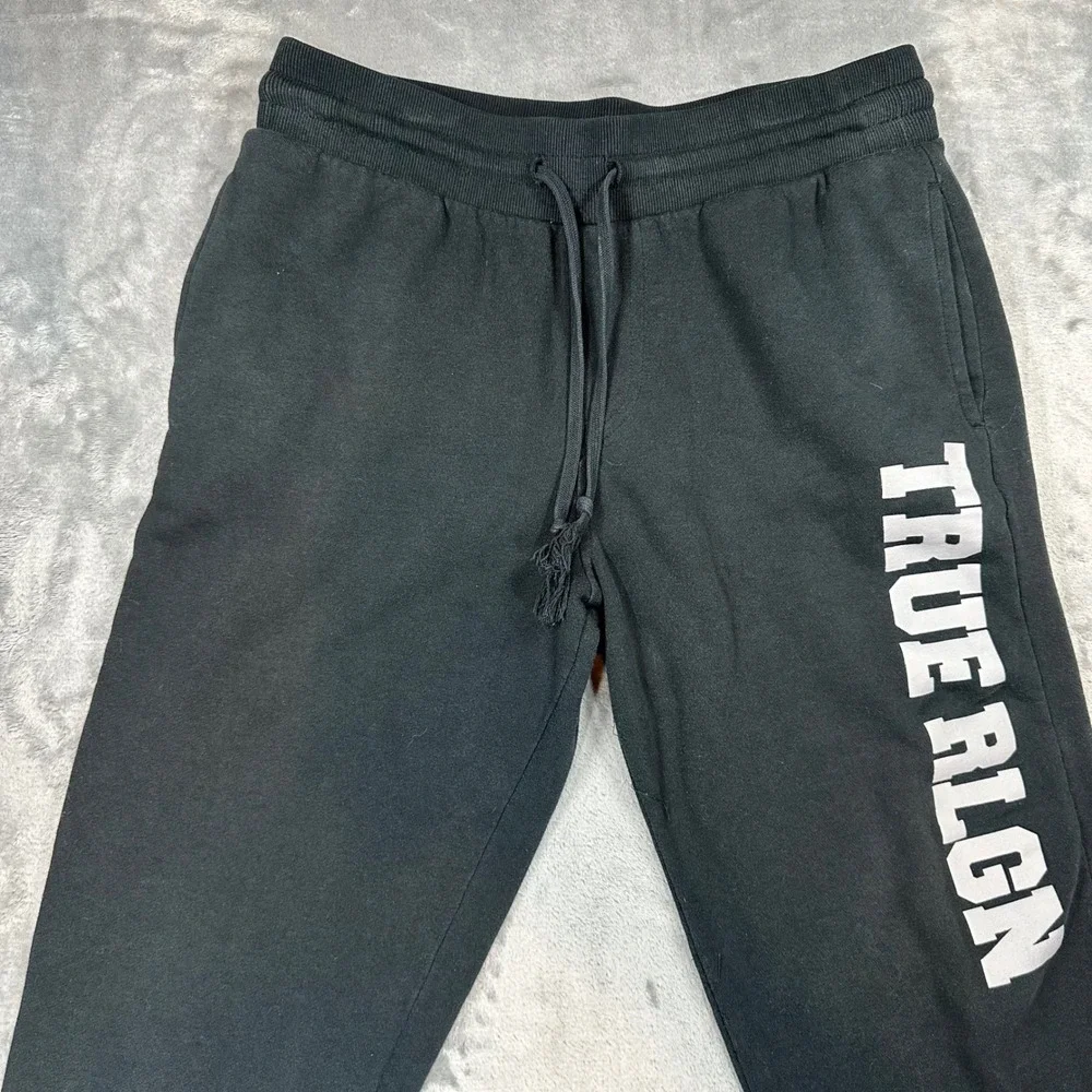 True Religion Mens Black Slim Branded Joggers Sweatpants Logo M 104882
